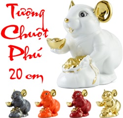 QUÀ TẶNG MẠ VÀNG 24K TƯỢNG CHUỘT PHÚ QUÝ 20cm CAO CẤP 